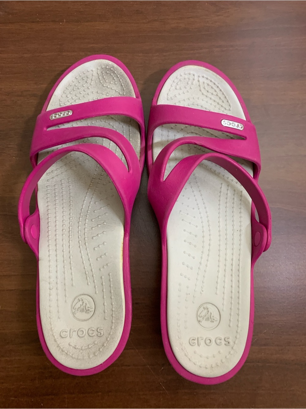 Crocs Pink Wave Strappy Wedge Sandals Slide Slip On W8